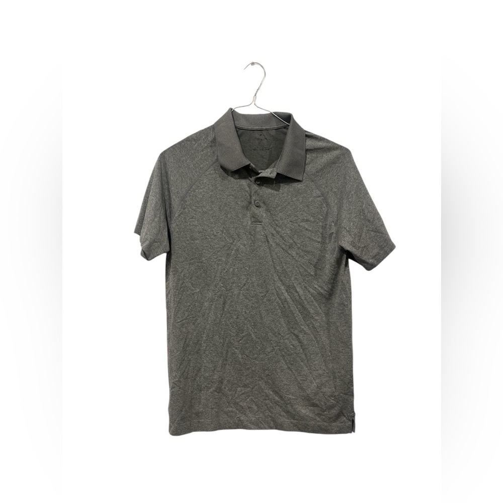 Men’s Fabletics Polo Shirt Sz Med Grey Short Sleeve Stretch Golf Gym‎ Athleisure